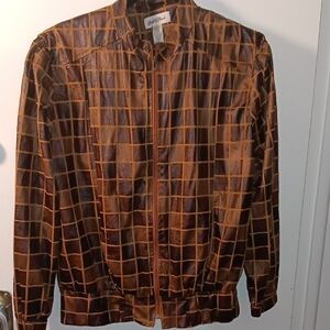 Stylish Women's Brown Checkered Shirt Jacket